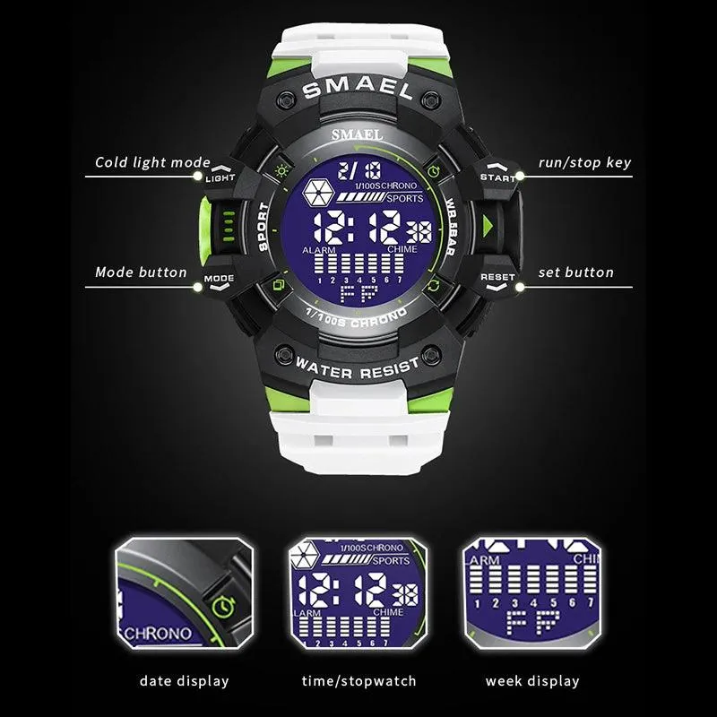 AMSW8050 Men's Simple Watch: Rugged Sport Elegance with LED Digital Precision