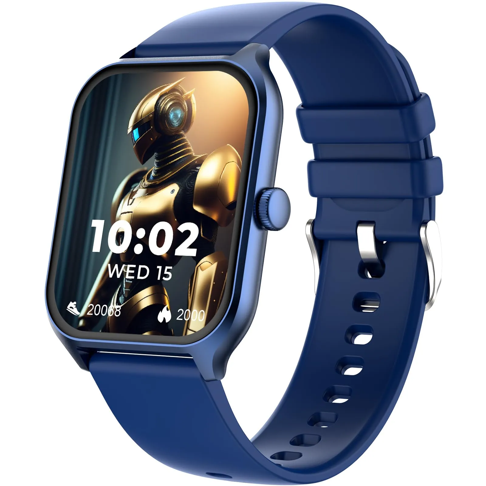 beatXP Marv Sense 1.96" Ultra HD Large Display Bluetooth Calling Smart Watch, Metal Body, Rotary Crown, 320 * 386px, 500 Nits, 60Hz Refresh Rate, 100  Sports Modes, 24x7 Health Monitoring (Blue)