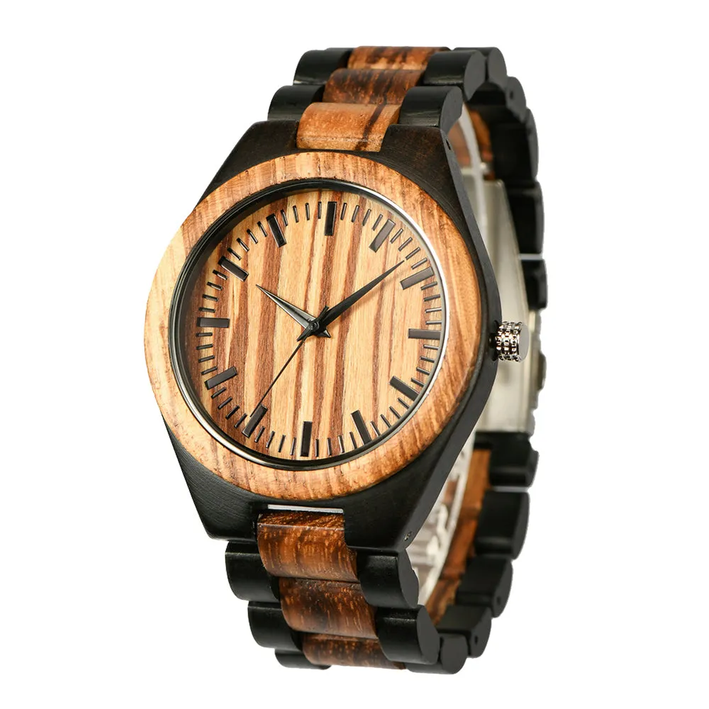 Bolivia - Ebony & Zebrawood Minimal Watch