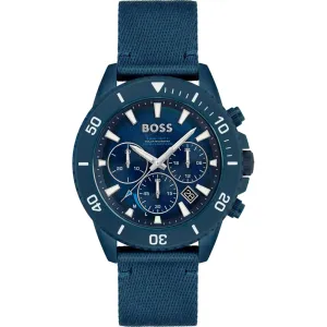 BOSS Admiral Solar Qtz - Chrono Blue Round Dial Men's Watch|Blue Nylon Material|Blue Color Band - 1513919