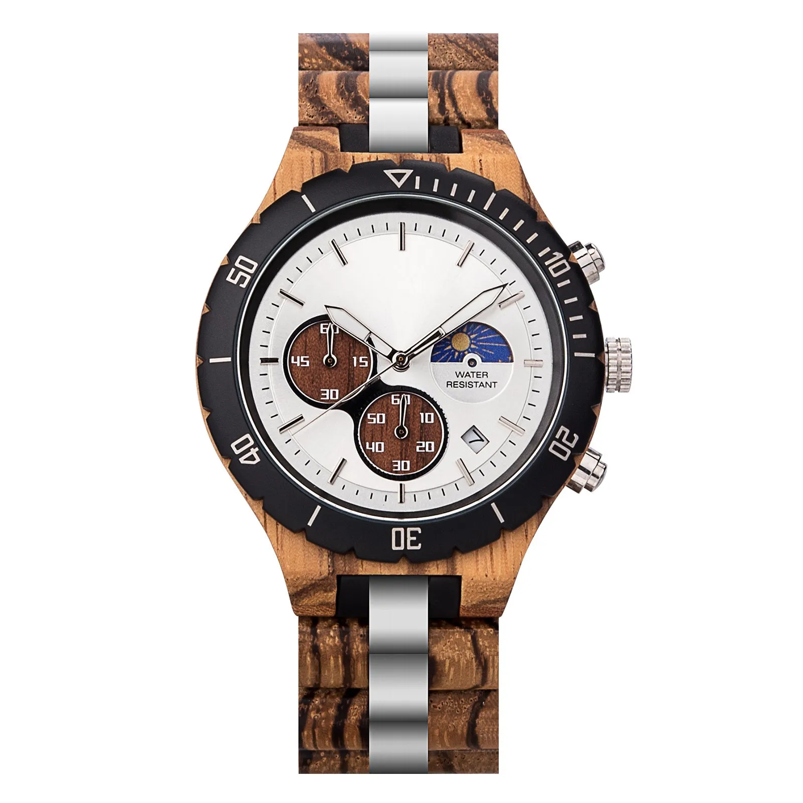 Budapest - Silver Steel & Zebrawood Chronograph