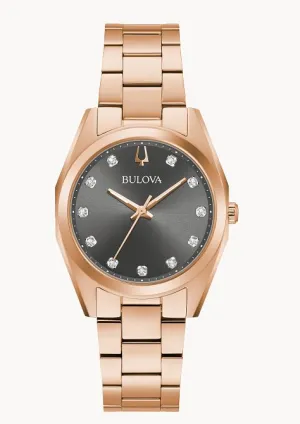 Bulova "Surveyor" Rose Gold Tone Diamond Watch (I6935)