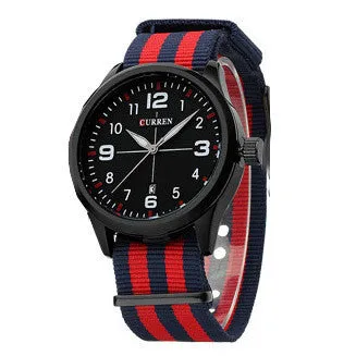 Curren Luxury Brand Nylon Strap Analog Display Date Men's Quartz Watch Casual Watch Men Wristwatch