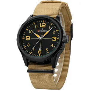 Curren Luxury Brand Nylon Strap Analog Display Date Men's Quartz Watch Casual Watch Men Wristwatch