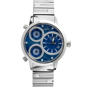 Curtis & Co Big Time World 50mm 3 Time Zone Blue Dial Watch