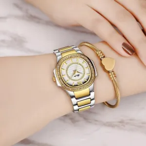 Diamond Quartz Stainless Steel Simple Watches For Women's