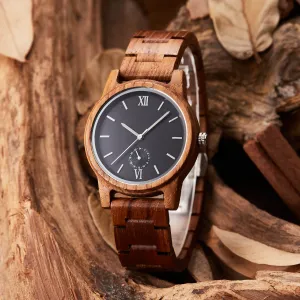 Eiffel - Black Face Teak Minimal Watch