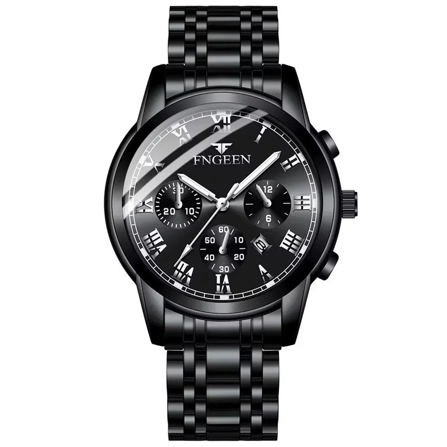 Elegant Steel Band Quartz Men's Sporty Watch