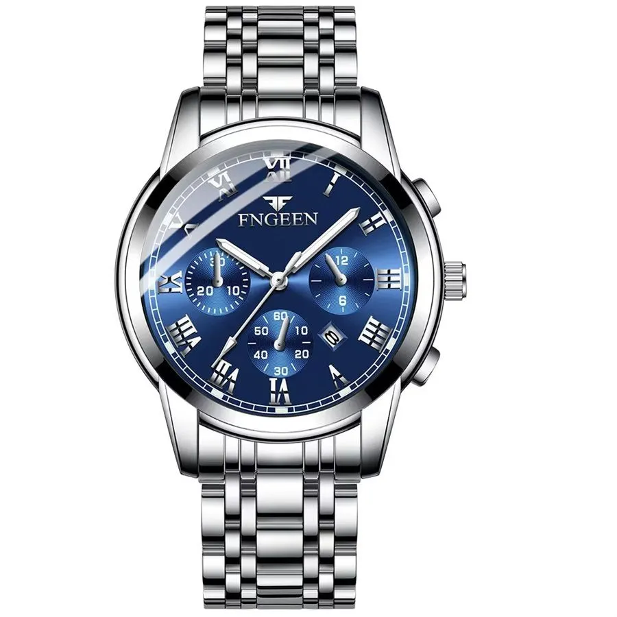 Elegant Steel Band Quartz Men's Sporty Watch