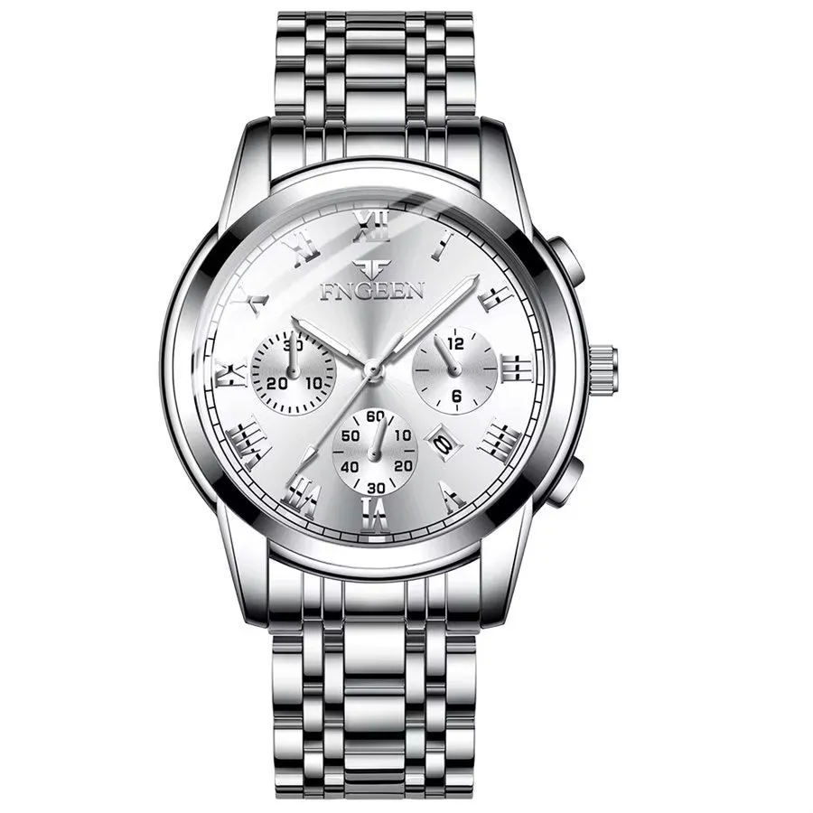 Elegant Steel Band Quartz Men's Sporty Watch