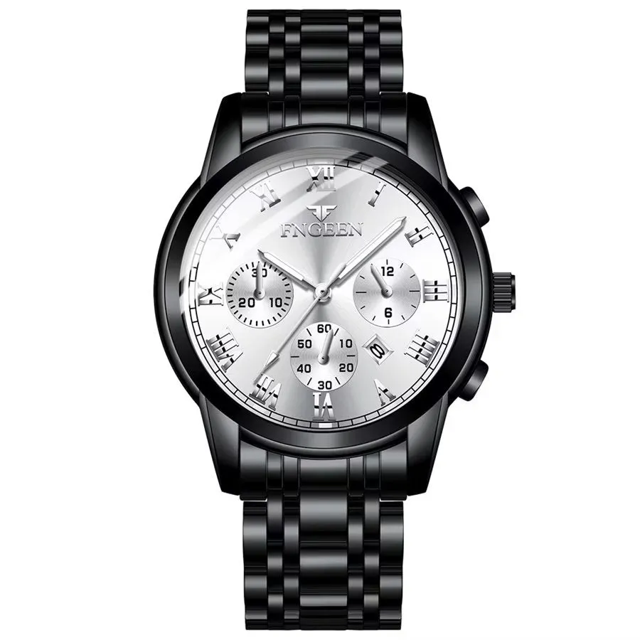 Elegant Steel Band Quartz Men's Sporty Watch