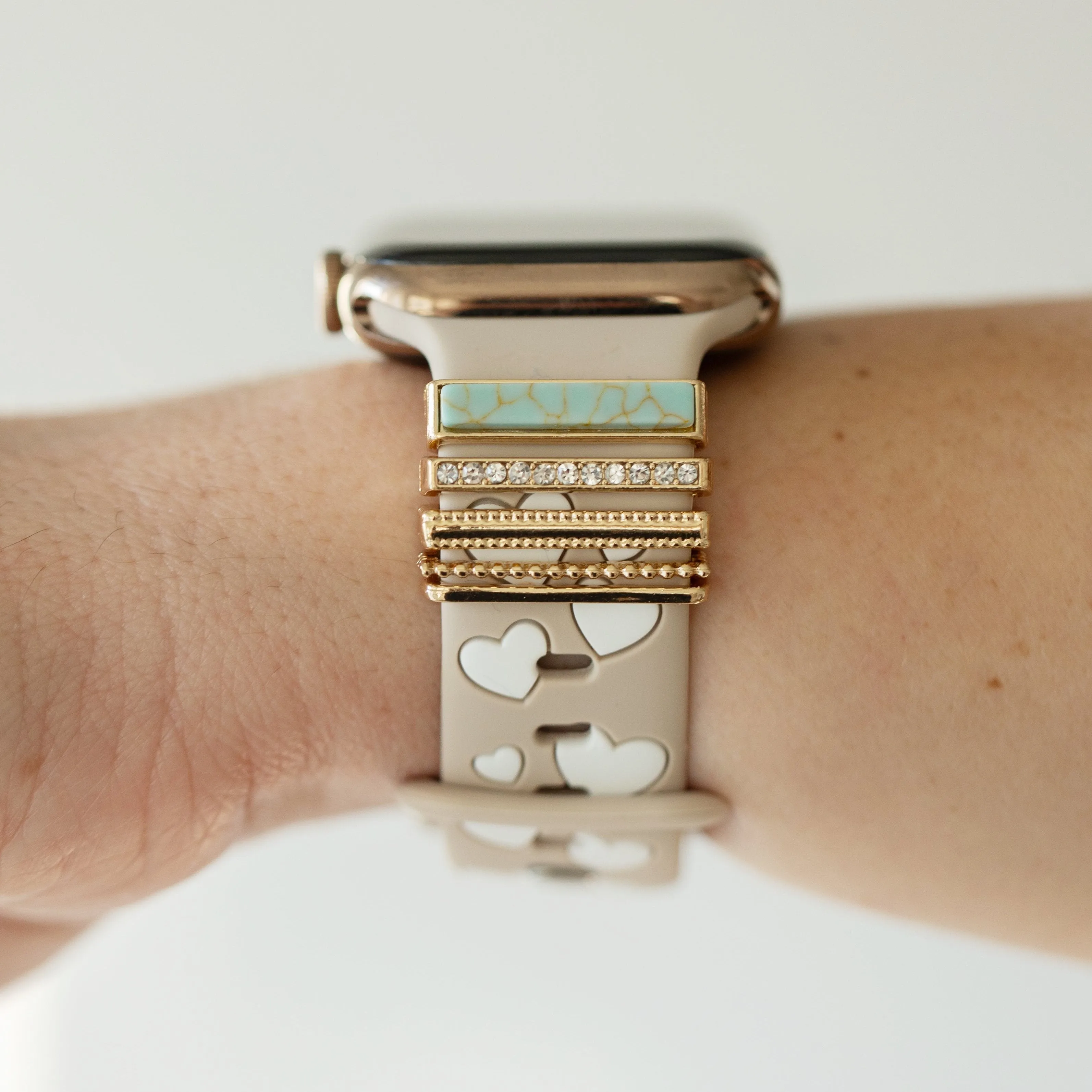 Eva Turquoise Love & Luxe Nude & White Smart Watch Band