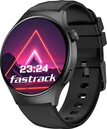 Fastrack Optimus Pro Unisex Smart Watch in Black Strap with 1.43" AMOLED Display & AOD(466x466),Functional Crown,BT Calling , 38087PP01