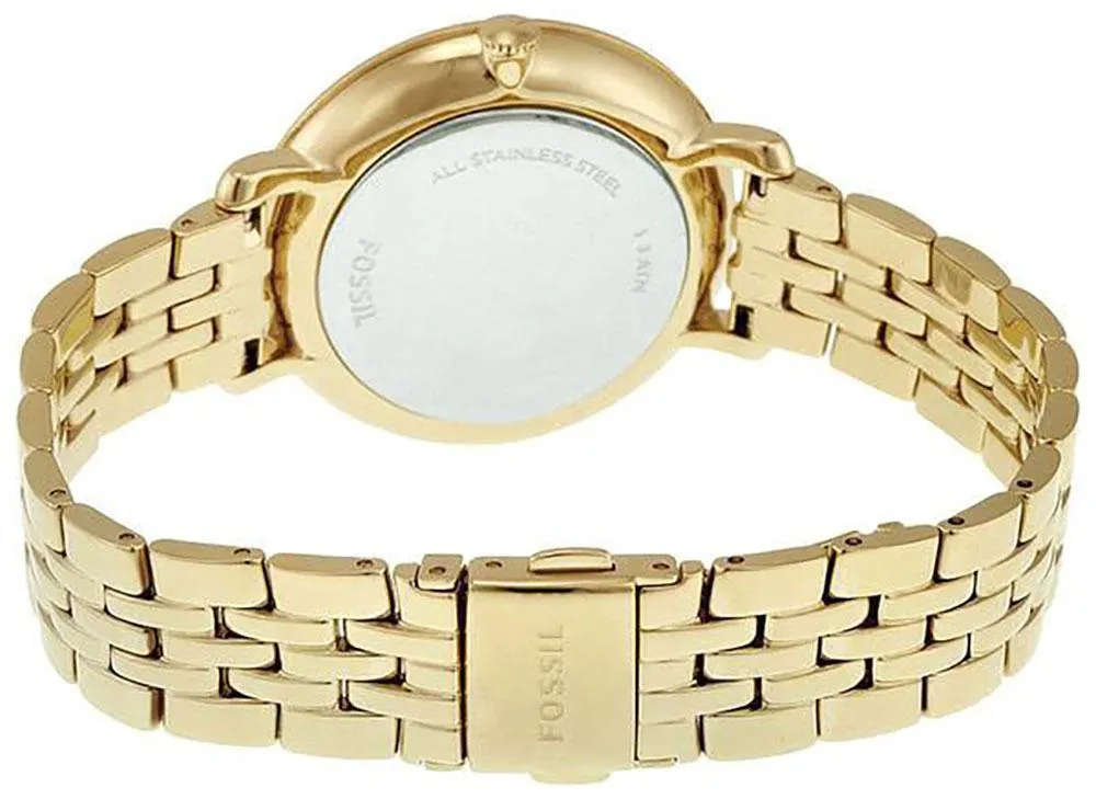 Fossil Jacqueline Gold-Tone Stainless Steel Gold-Tone Dial Crystals Date Quartz Womens Watch ES3547