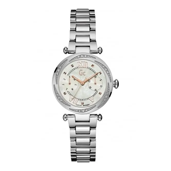 Gc Ladychic Ladies White and Silver Tone Watch Y06111L1