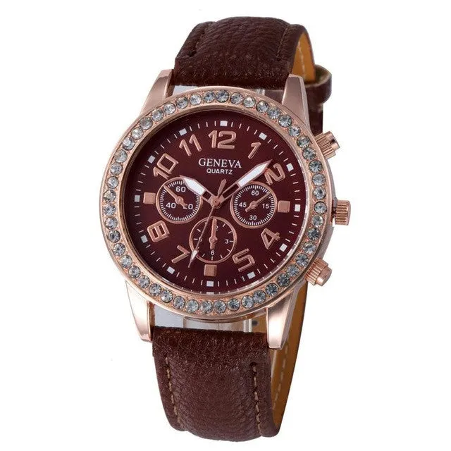 Genvivia Elegant Women Faux Leather Wrist Watch