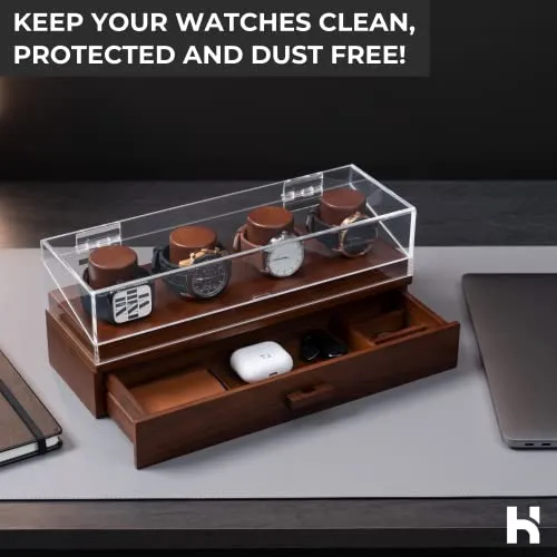 Holme & Hadfield Watch Holder Premium Organizer The Watch Deck Pro Walnut