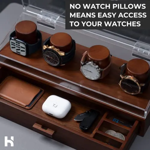 Holme & Hadfield Watch Holder Premium Organizer The Watch Deck Pro Walnut