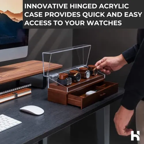 Holme & Hadfield Watch Holder Premium Organizer The Watch Deck Pro Walnut