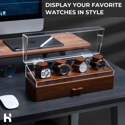 Holme & Hadfield Watch Holder Premium Organizer The Watch Deck Pro Walnut