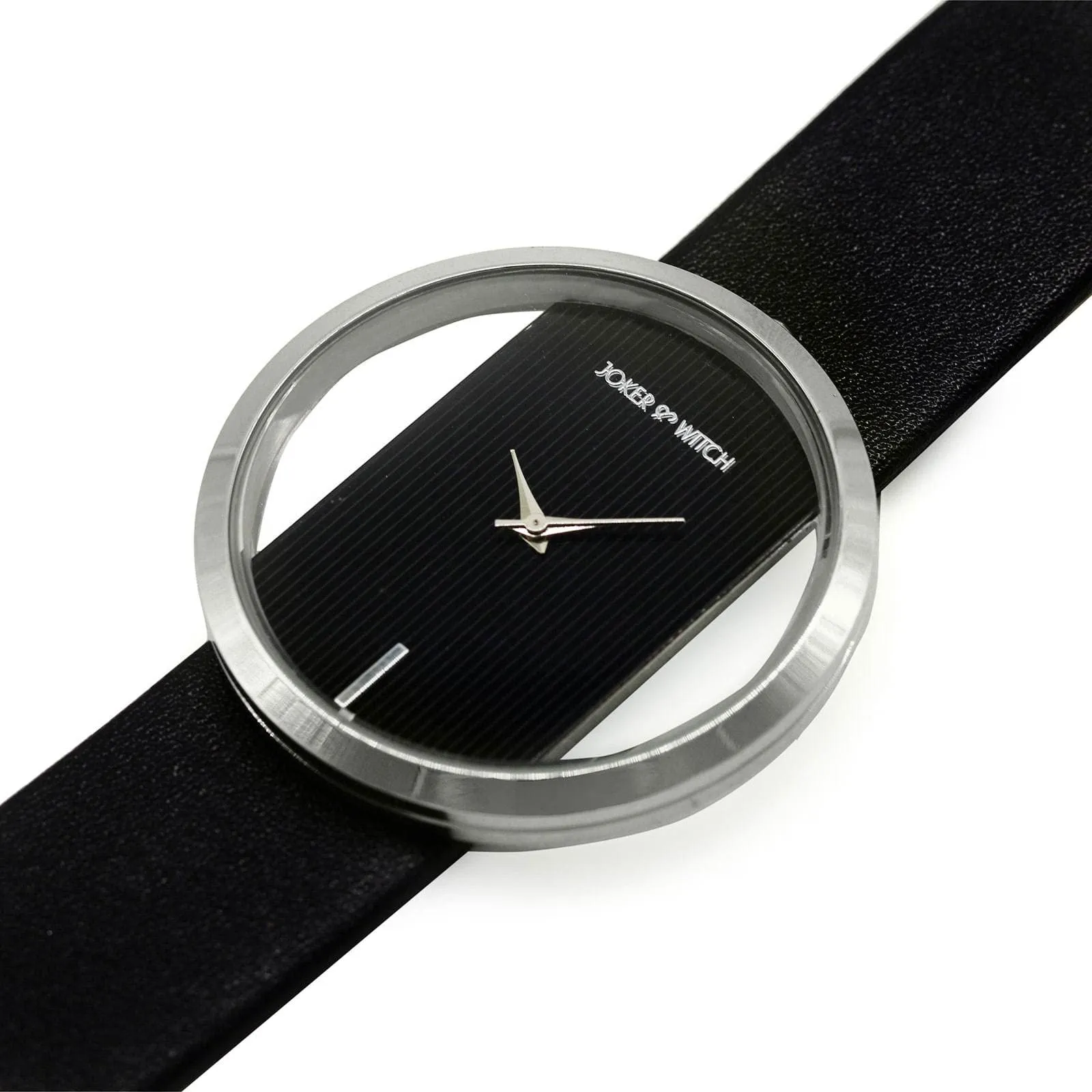 Joker & Witch Leather Minimal Transparent Dial Black Pu Analogue Watch For Women