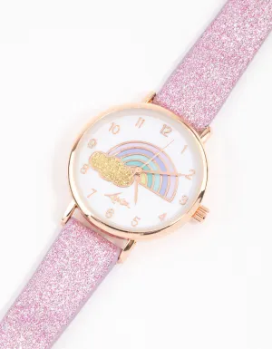 Kids Rainbow Glitter Faux Leather Watch