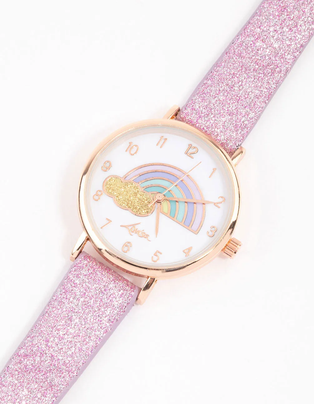 Kids Rainbow Glitter Faux Leather Watch