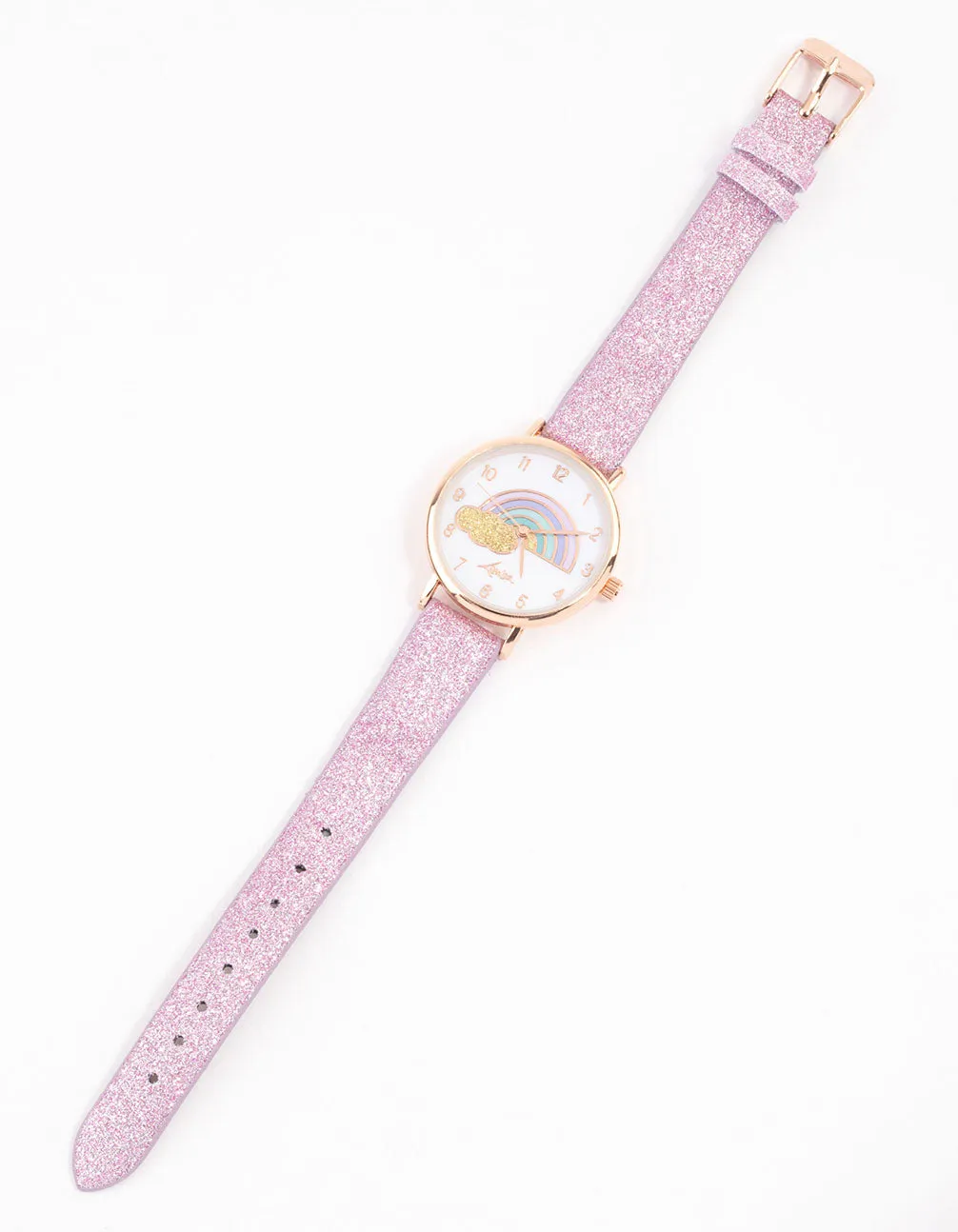 Kids Rainbow Glitter Faux Leather Watch