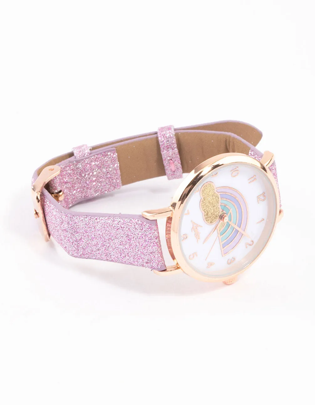 Kids Rainbow Glitter Faux Leather Watch