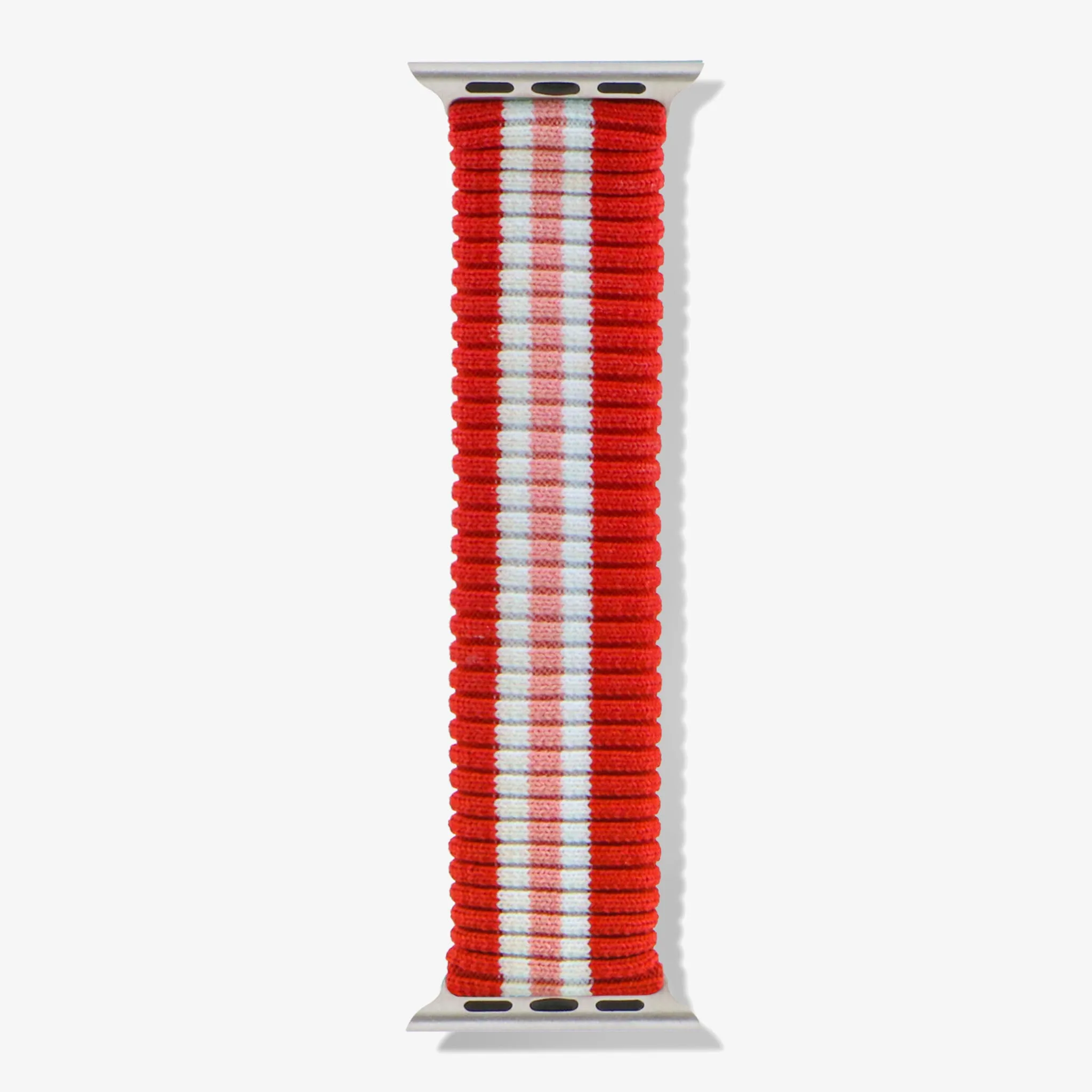 Knit Apple Watch Band - Varsity Red   Pink Stripe