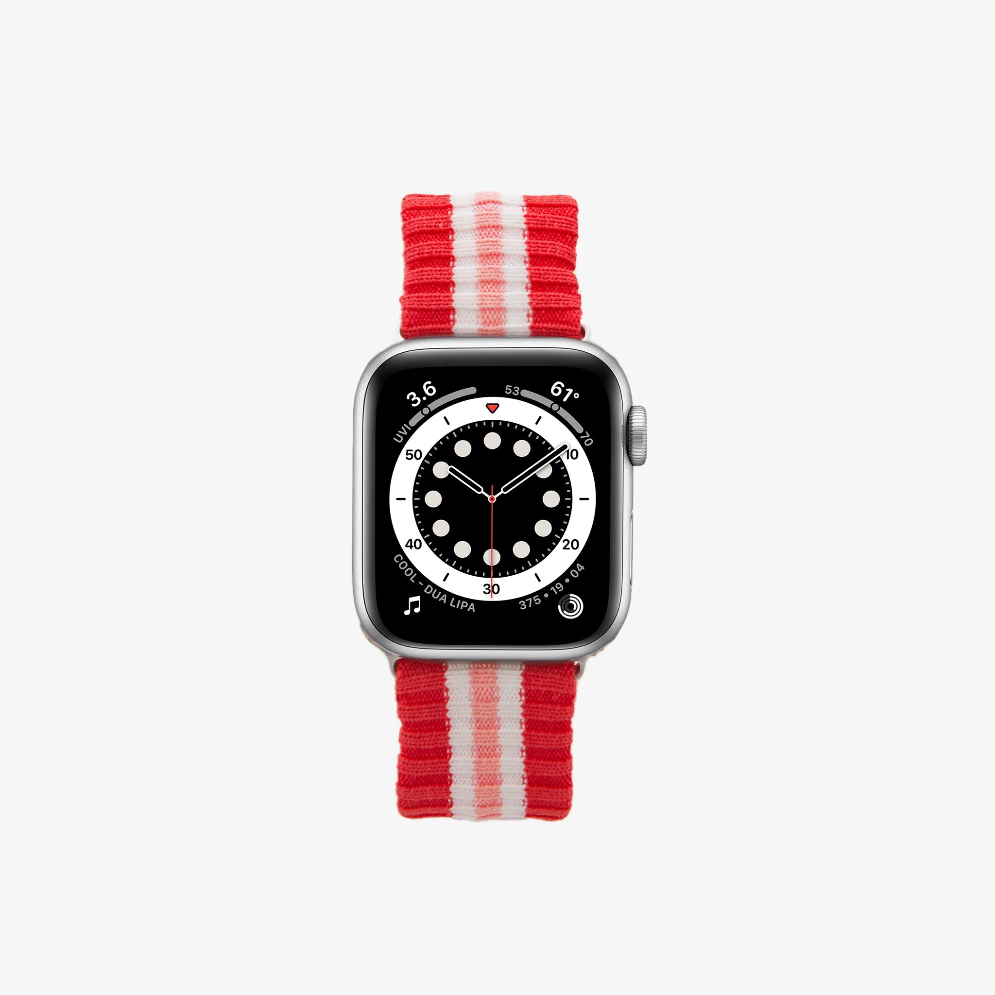 Knit Apple Watch Band - Varsity Red   Pink Stripe