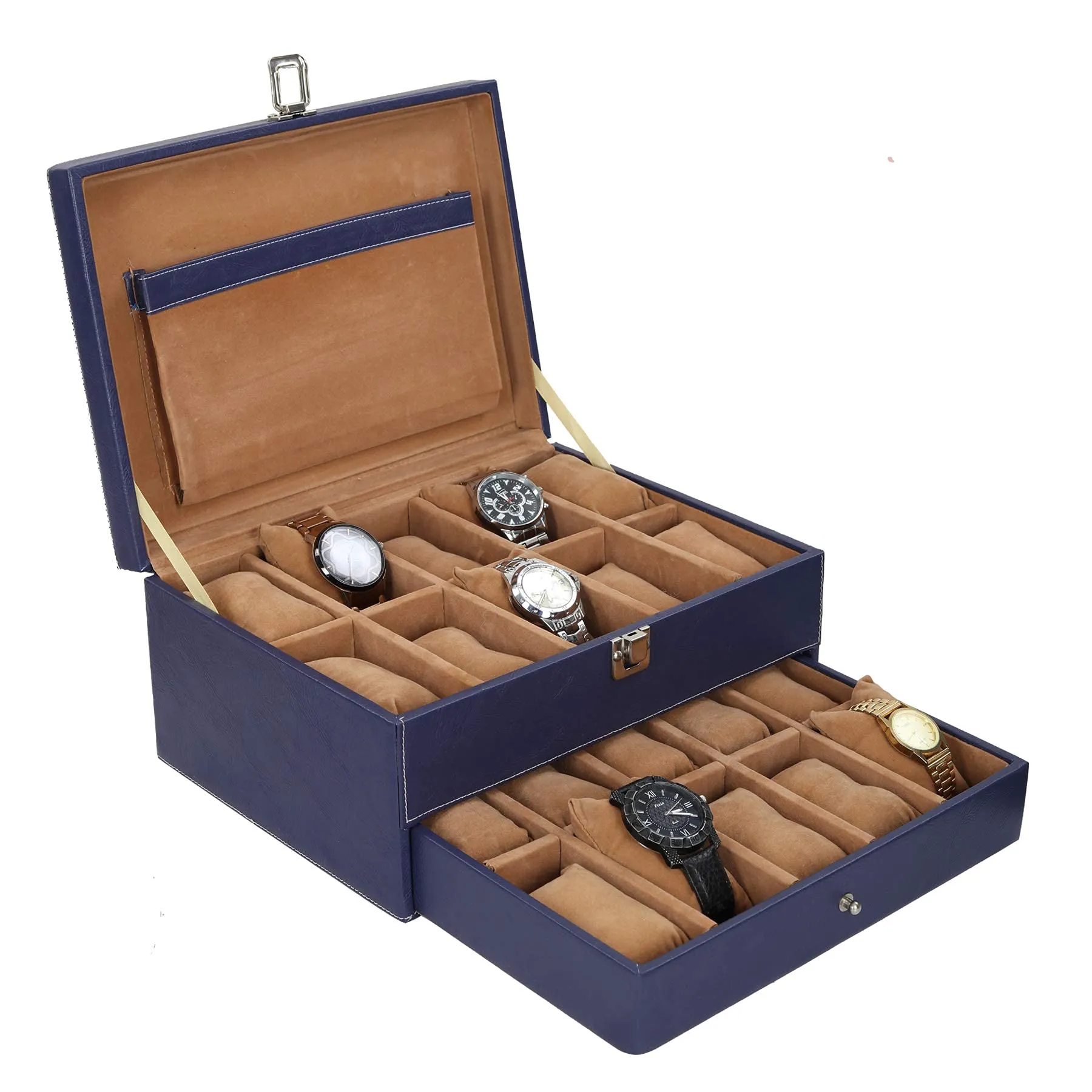 Leather World Unisex Classical 20 Slots Watch Organiser Box