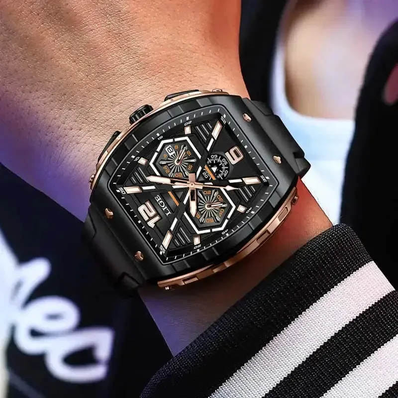 LIGE Luxury Square Sports Quartz Watch