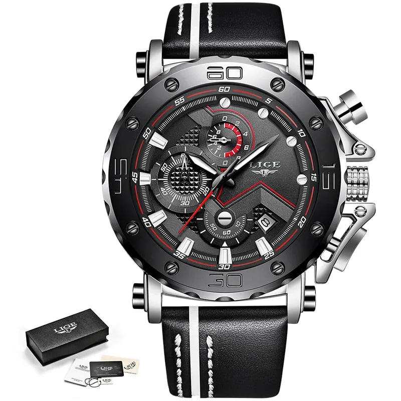 LIGE Watch Luxury Brand Men Analog Leather Sport Watches