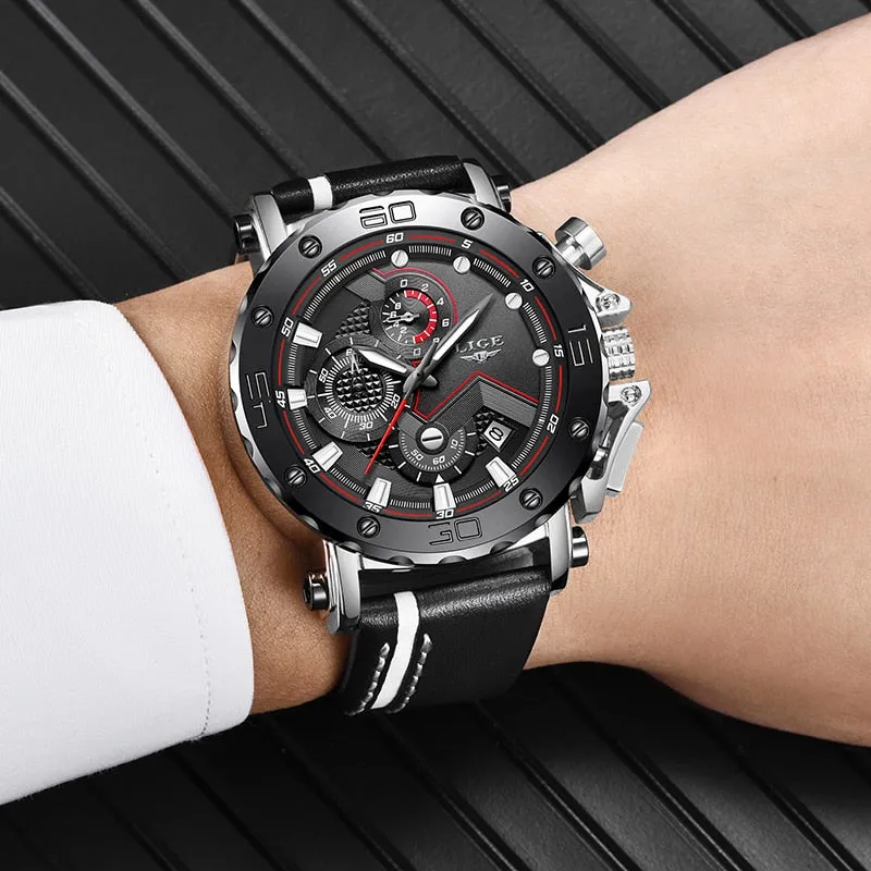 LIGE Watch Luxury Brand Men Analog Leather Sport Watches