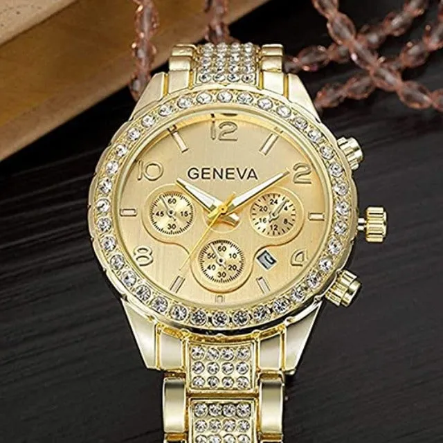 Luxury Unisex Crystal Quartz Stainless Steel Wrist Watch