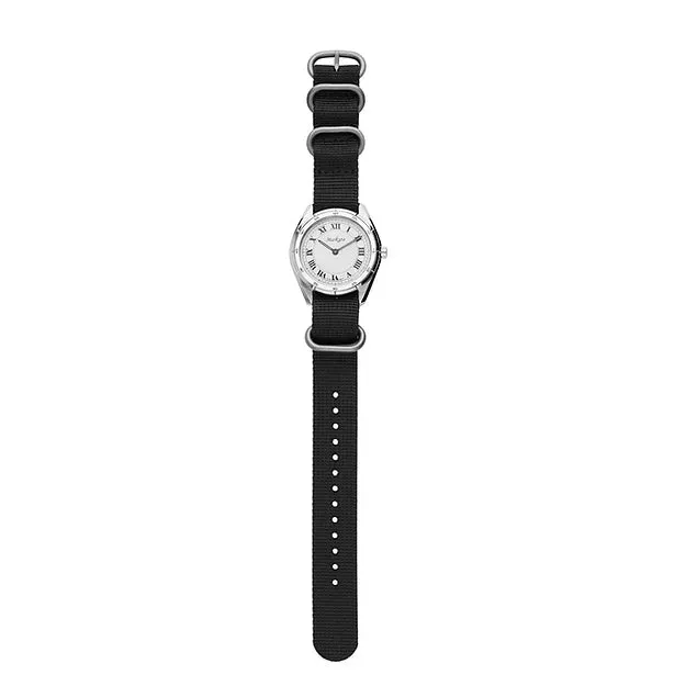 MARKATO Watch with White Dial & Black Fabric Strap