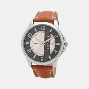 Men Silver Analog Leather Watch TWEG16501