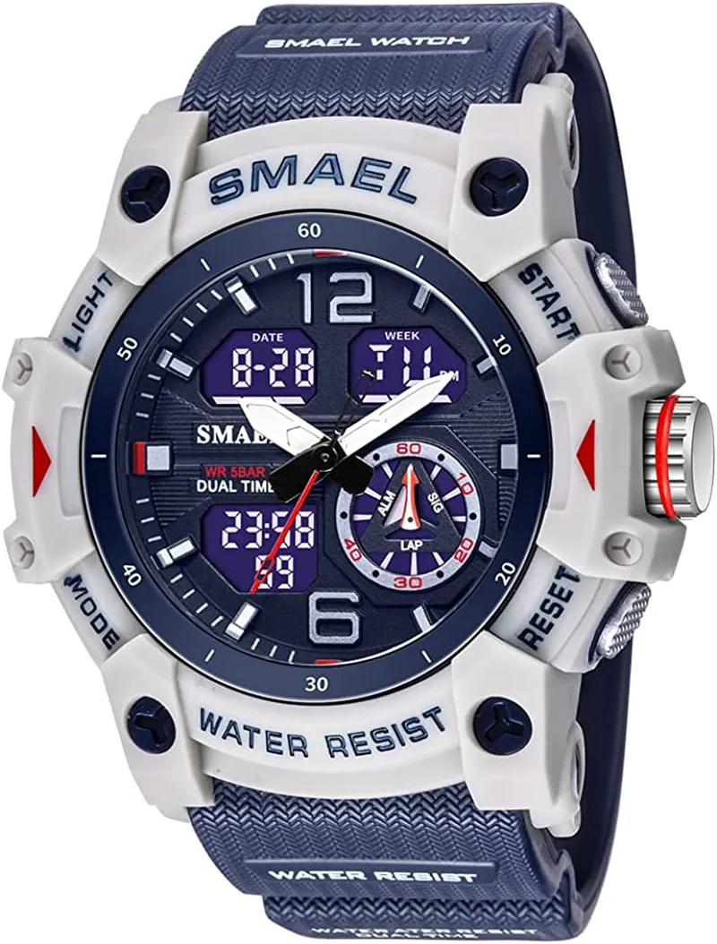 Men's LED Analog Sports Watch with Multiple Displays