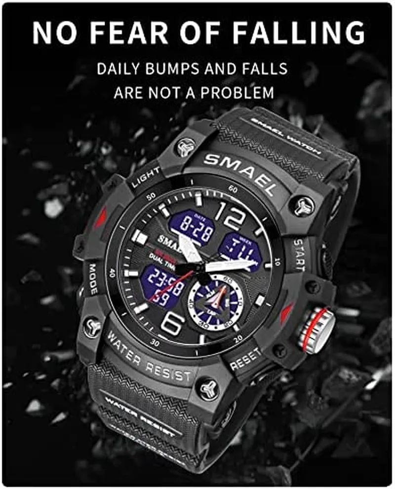 Men's LED Analog Sports Watch with Multiple Displays