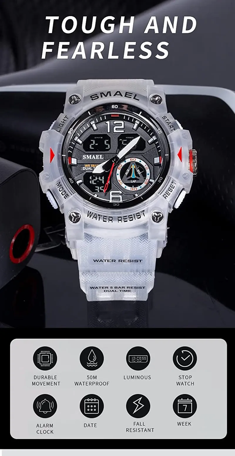 Men's LED Analog Sports Watch with Multiple Displays