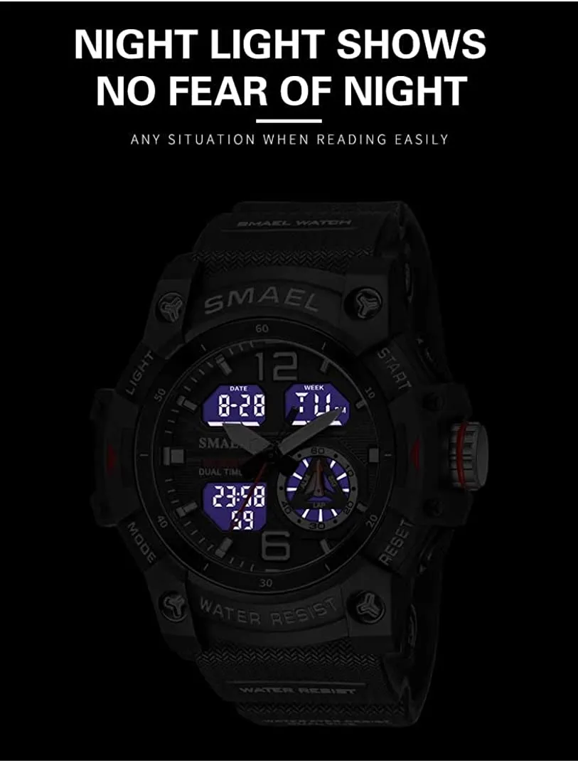 Men's LED Analog Sports Watch with Multiple Displays