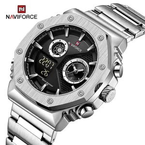 NAVIFORCE NF9216S New Fashionable Style Dual Time Display LCD Digital Analog Quartz Mens Watches Luminous Water Resistant Man Wristwatch