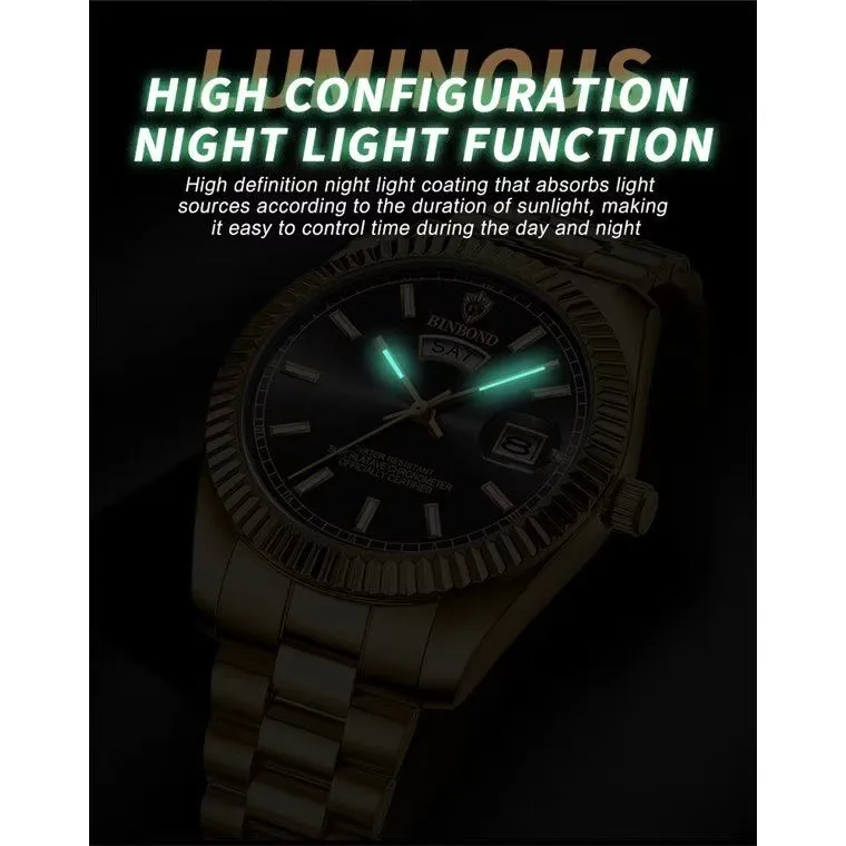 NightScape Luminous Leather Band Timepiece