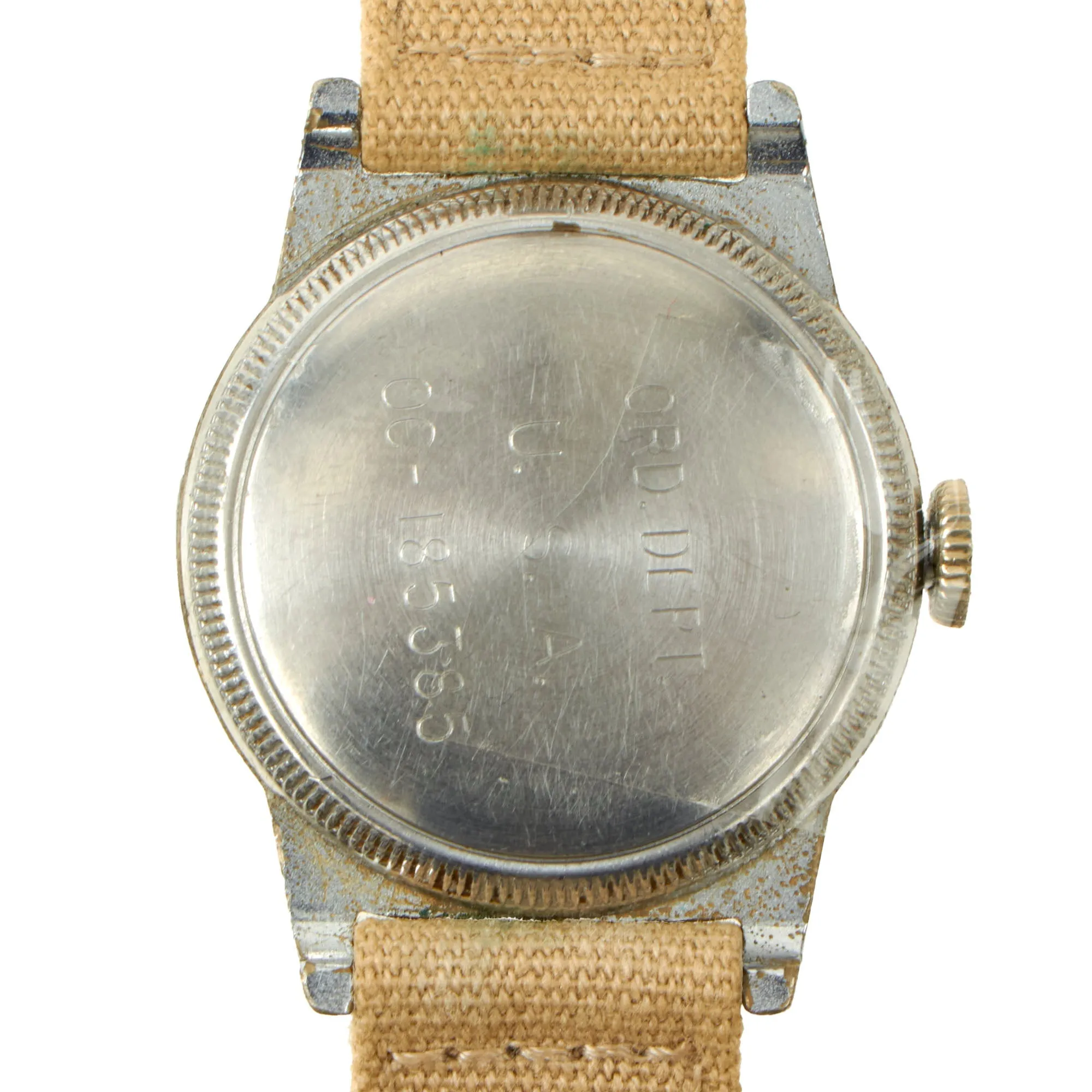 Original U.S. WWII Fully Functional Laundry Number Marked (Identified) 1941 US Army Ordnance Department 17-Jewel Wrist Watch by Waltham - Pvt Marino J. Menichelli, Battle of the Bulge Prisoner of War, Stalag IV-B