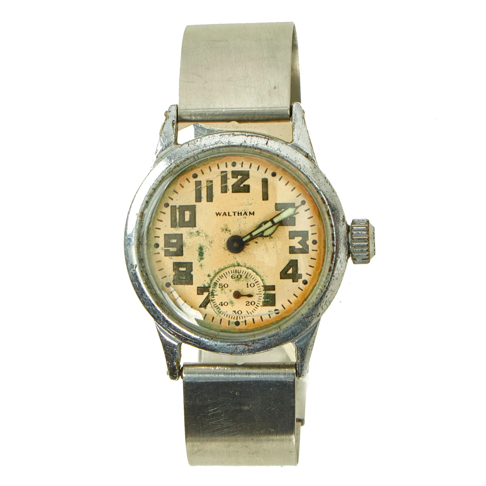 Original U.S. WWII Ordnance Department Wrist Watch by Waltham With Original Steel Strap - Fully Functional