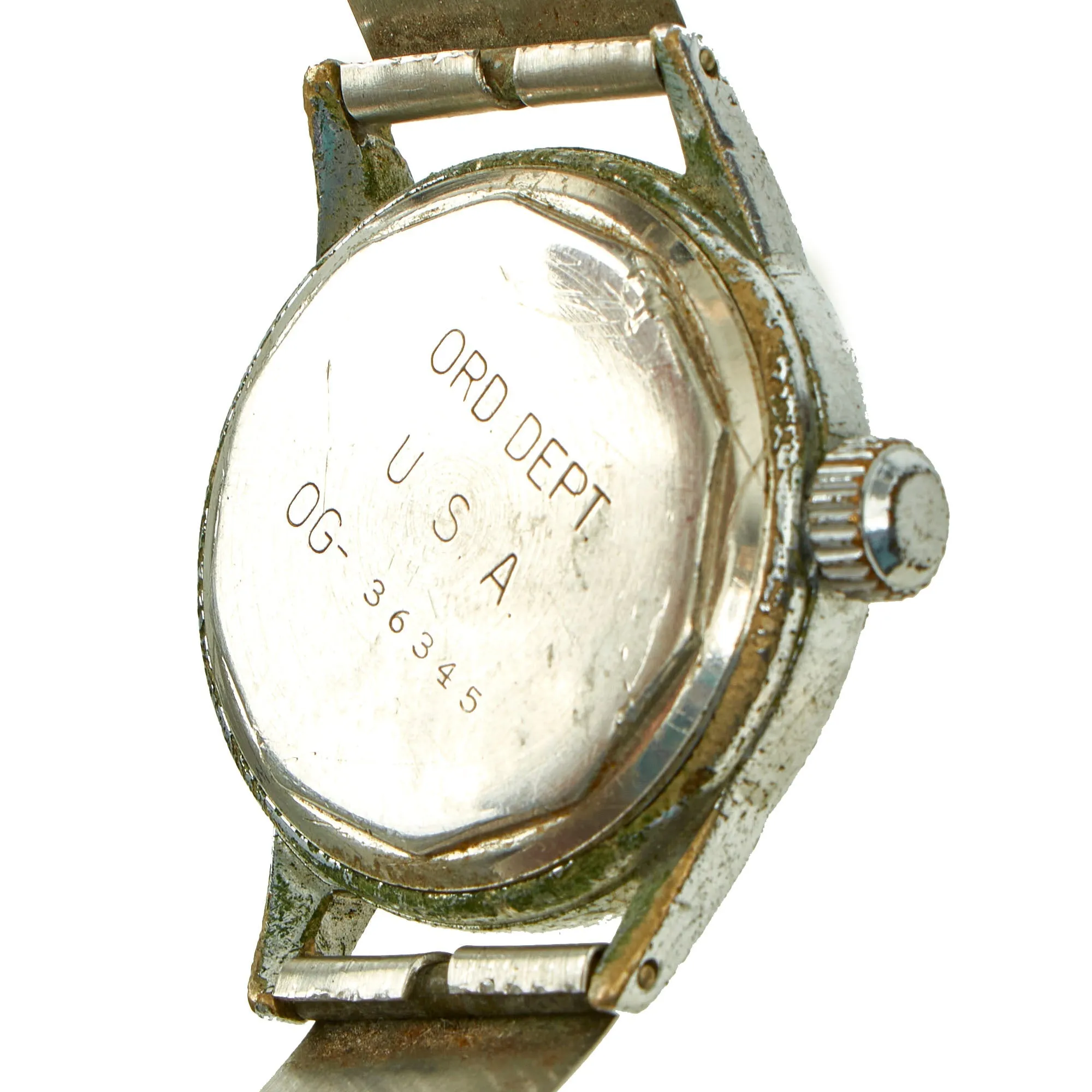 Original U.S. WWII Ordnance Department Wrist Watch by Waltham With Original Steel Strap - Fully Functional