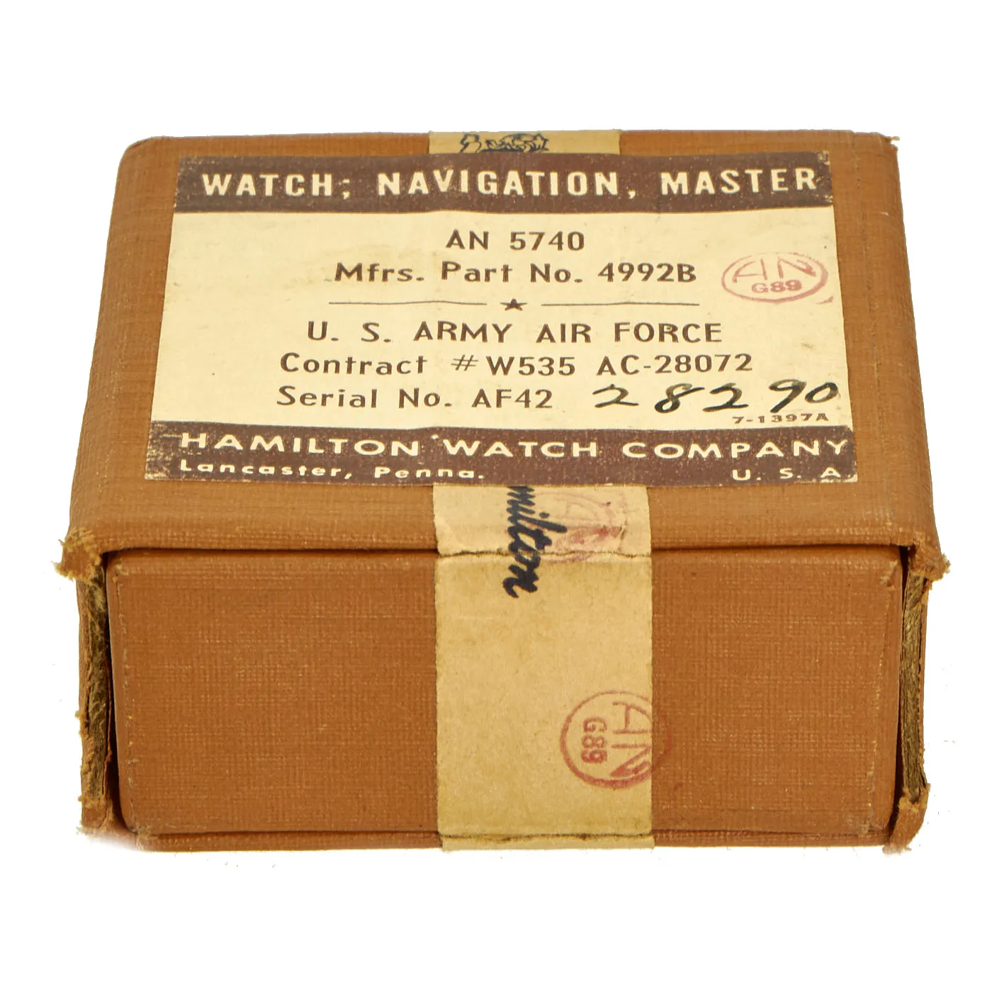 Original U.S. WWII US Army Air Forces Unissued 1942 Dated AN5740 G.C.T. Master Navigator Pocket Watch by Elgin With Original Packaging - Fully Functional