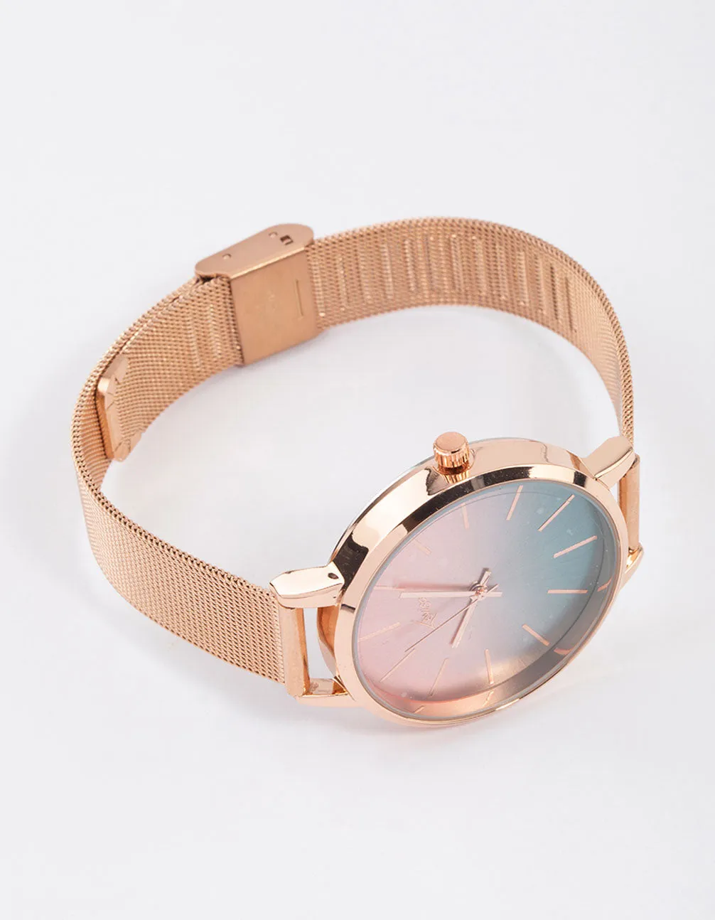 Rose Gold Ombre Mesh Watch