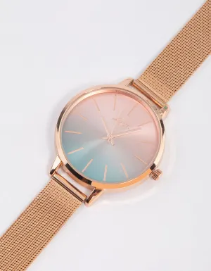 Rose Gold Ombre Mesh Watch